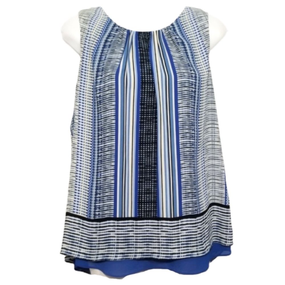 Rose + Olive | Fly Away Blue Print Sleeveless Top